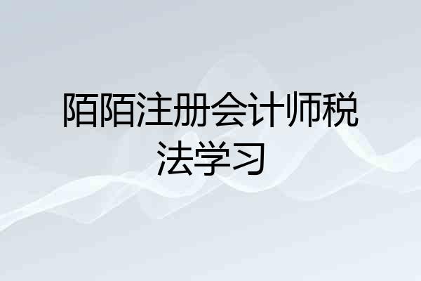陌陌注册会计师税法学习