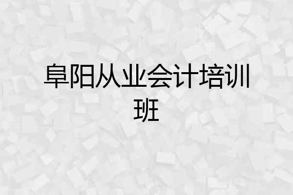 阜阳从业会计培训班