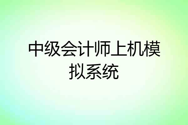 中级会计师上机模拟系统