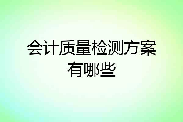 会计质量检测方案有哪些
