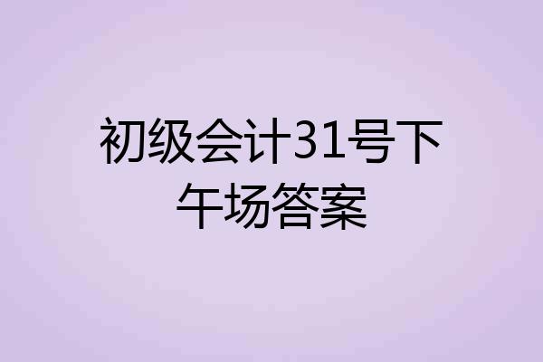 初级会计31号下午场答案