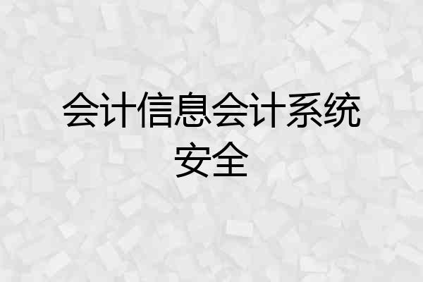 会计信息会计系统安全