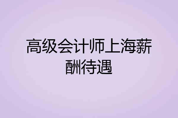高级会计师上海薪酬待遇
