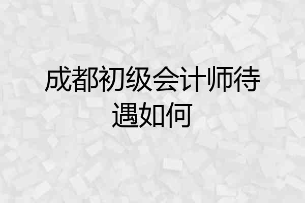 成都初级会计师待遇如何