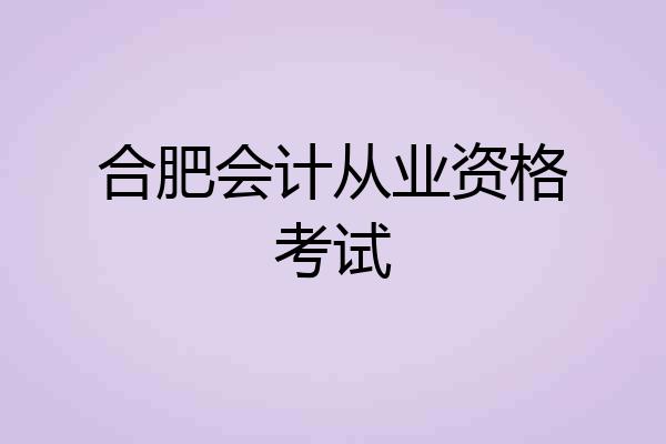 合肥会计从业资格考试