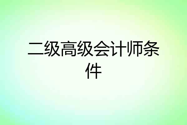 二级高级会计师条件