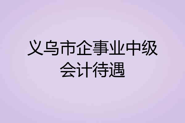 义乌市企事业中级会计待遇