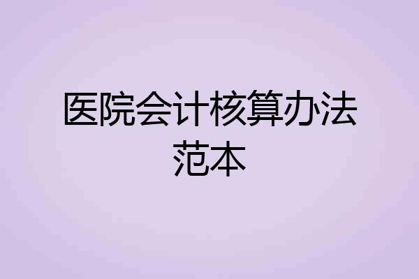 医院会计核算办法范本