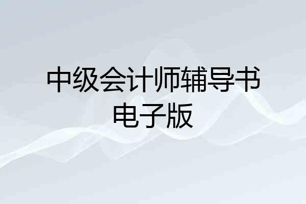 中级会计师辅导书电子版