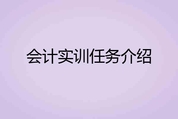 会计实训任务介绍