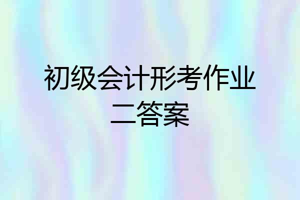 初级会计形考作业二答案