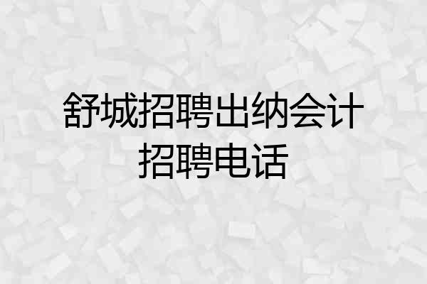 舒城招聘出纳会计招聘电话