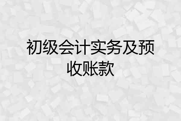 初级会计实务及预收账款