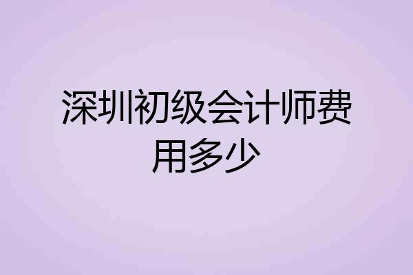 深圳初级会计师费用多少