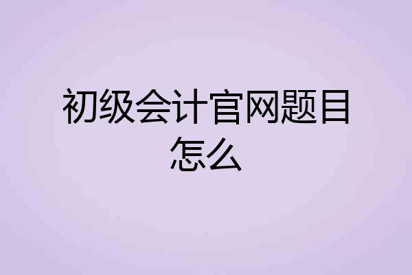 初级会计官网题目怎么