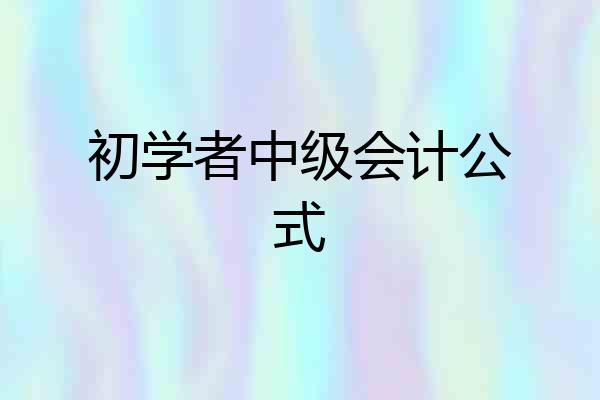 初学者中级会计公式