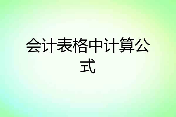 会计表格中计算公式