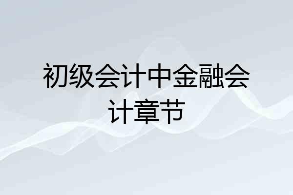 初级会计中金融会计章节