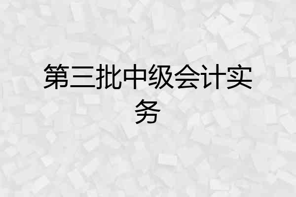第三批中级会计实务