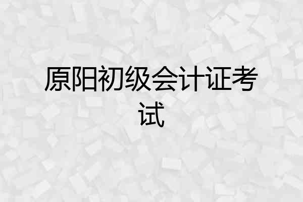 原阳初级会计证考试