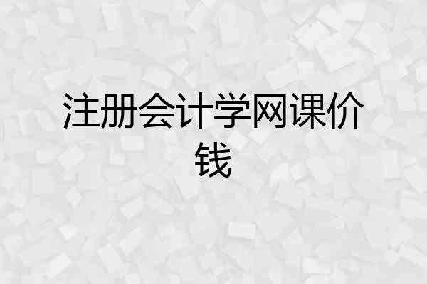注册会计学网课价钱
