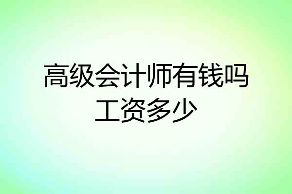 高级会计师有钱吗工资多少