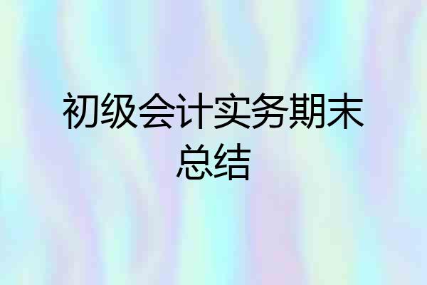 初级会计实务期末总结