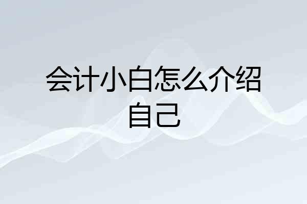 会计小白怎么介绍自己