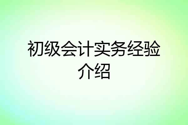 初级会计实务经验介绍