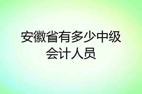 安徽省有多少中级会计人员