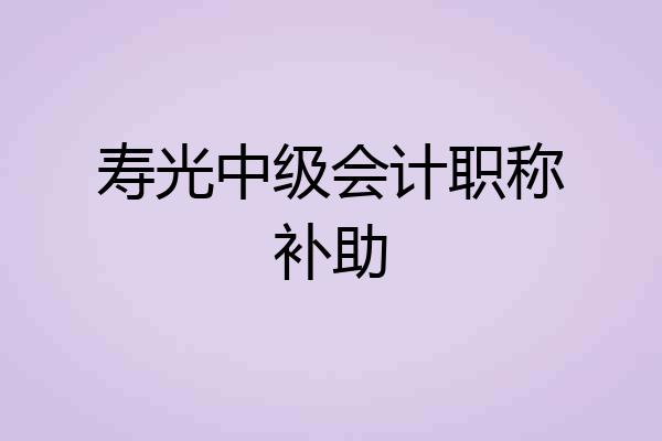 寿光中级会计职称补助
