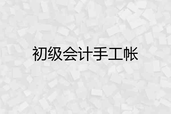 初级会计手工帐