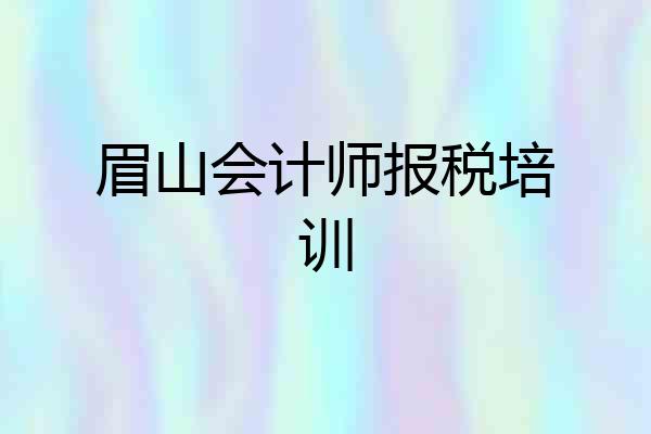 眉山会计师报税培训