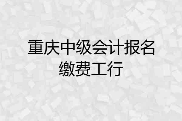 重庆中级会计报名缴费工行