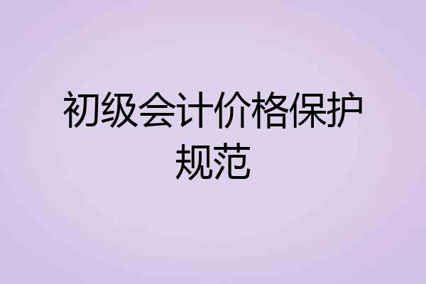 初级会计价格保护规范
