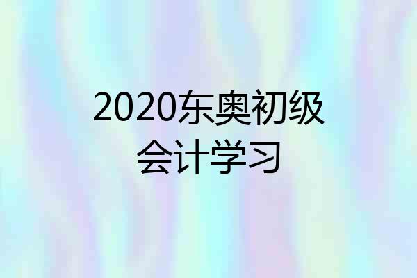 2020东奥初级会计学习