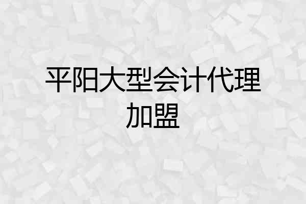 平阳大型会计代理加盟