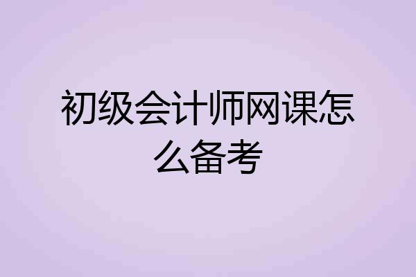 初级会计师网课怎么备考