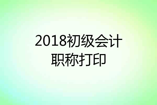 2018初级会计职称打印
