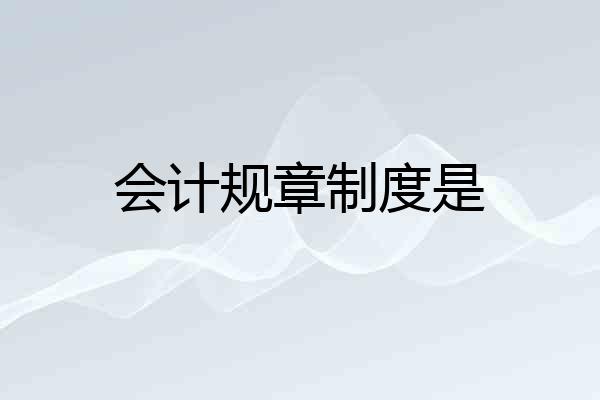 会计规章制度是