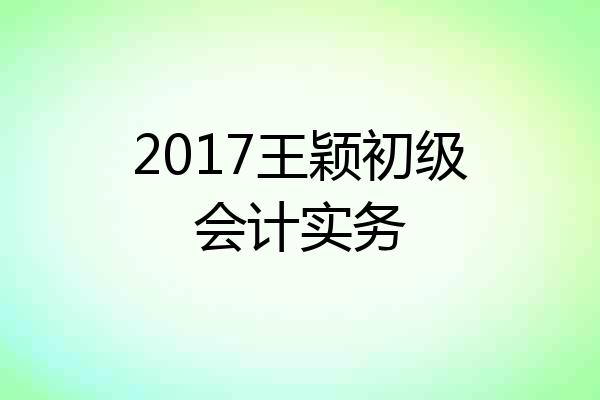 2017王颖初级会计实务