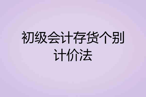 初级会计存货个别计价法