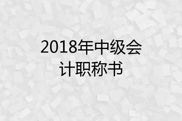 2018年中级会计职称书