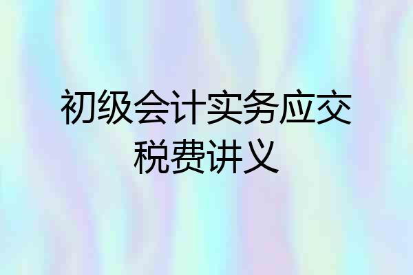 初级会计实务应交税费讲义