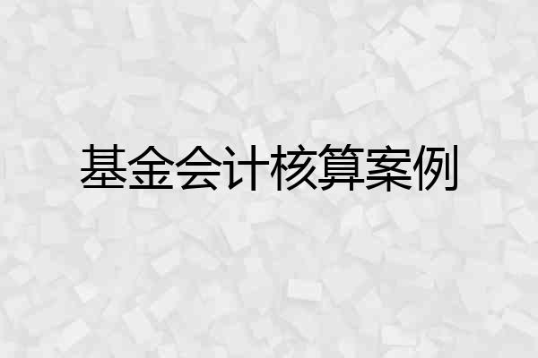 基金会计核算案例