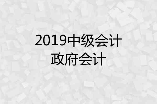 2019中级会计政府会计