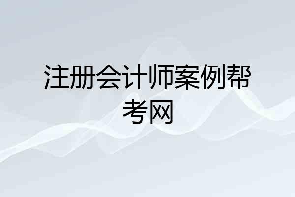 注册会计师案例帮考网