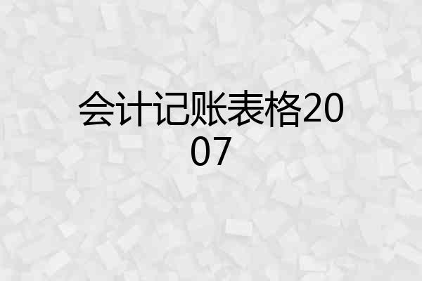 会计记账表格2007