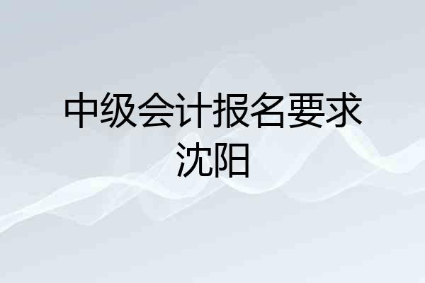 中级会计报名要求沈阳