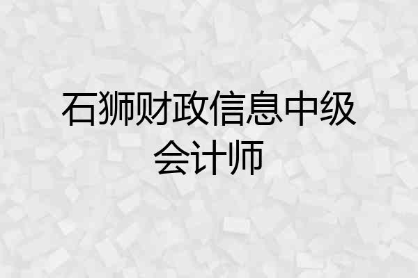 石狮财政信息中级会计师
